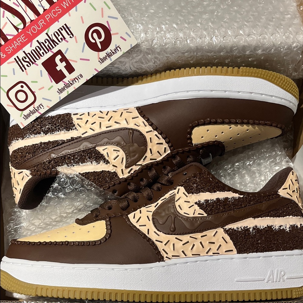 Nike Air Force 1 Brown and Cream Sneakers
